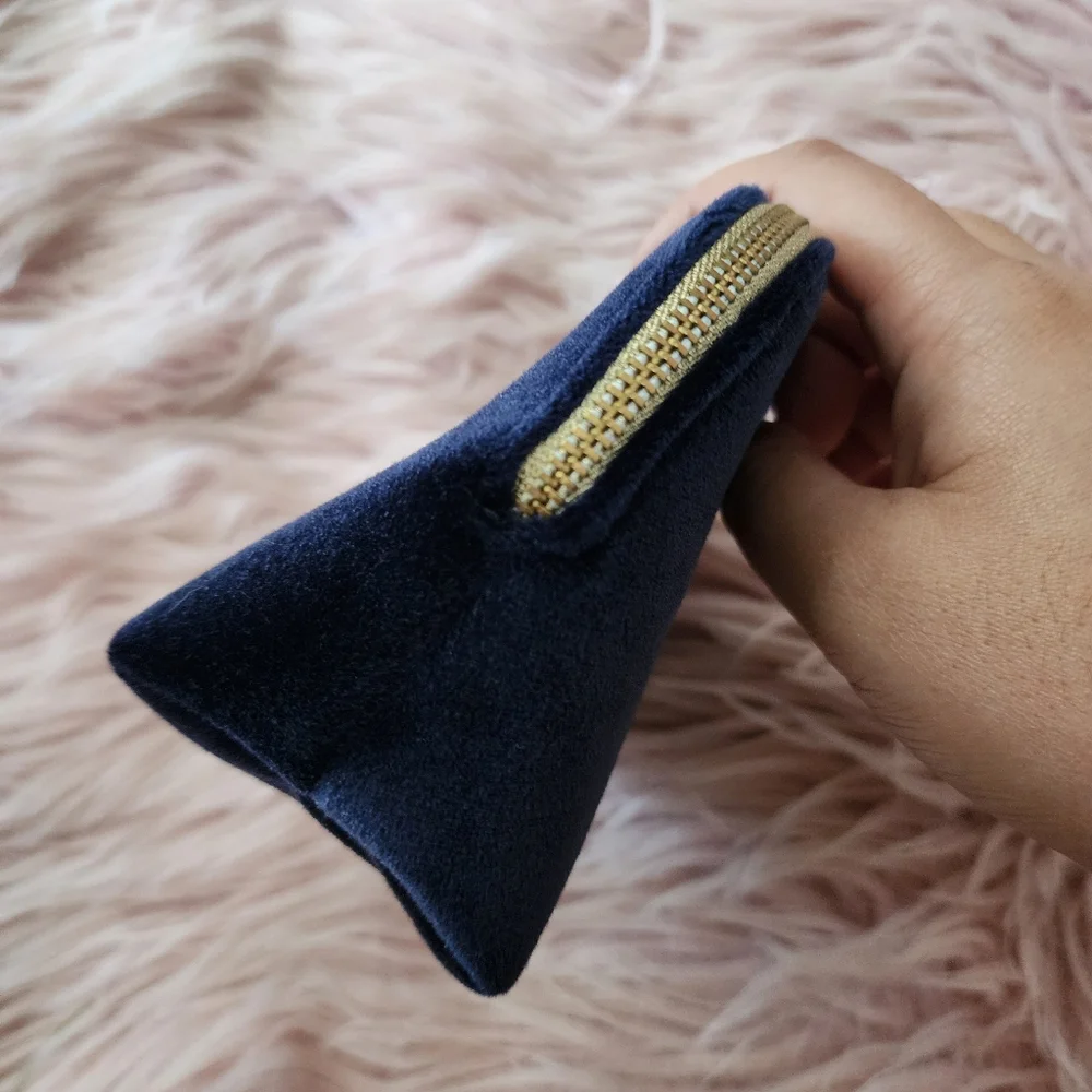 Christian Dior Beauty blue velvet zip makeup cosmetic bag